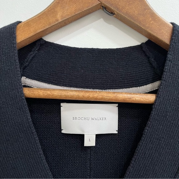 Brochu Walker Lucie layered v-neck looker knit sweater cotton cashmere black L - Picture 12 of 14